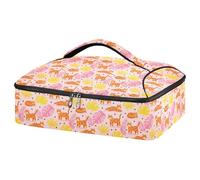 GuoChe Porta pizza isolato superiore isolamento termico leggero design portatile picnic e tailgating facile da pulire (Spot Clean) sfondo fard leopardo gatto e foglie tropicali