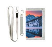 GuoChe Portafogli da viaggio per sport all'aria aperta, 6-18 anni, per bambini e ragazzi, carino, porta carte di credito, tasca per contanti, borsa innevata, montagna, tramonto, lago, panoramica