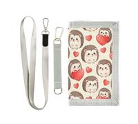 GuoChe Portafogli per bambini a tre ante per sport all'aria aperta, portafogli per carte di credito, carte d'identità, portamonete, piccolo e sottile, grazioso riccio con cuore