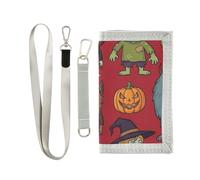 GuoChe Portafogli per bambini per ragazzi e ragazze dai 6 ai 18 anni, tasca portamonete con cerniera, motivo carino mostri di Halloween