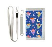 GuoChe Portafogli per bambini per ragazzi e ragazze dai 6 ai 18 anni, tasca portamonete con cerniera colorata fatine con motivo lune e stelle