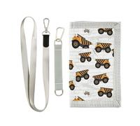 GuoChe Portafogli per bambini per ragazzi e ragazze dai 6 ai 18 anni, tasca portamonete con cerniera, motivo camion da costruzione gialli