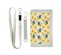 GuoChe Portafogli per bambini per ragazzi e ragazze dai 6 ai 18 anni, tasca portamonete con cerniera, motivo floreale giallo e asino