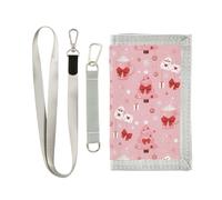 GuoChe Portafogli per bambini per ragazzi e ragazze dai 6 ai 18 anni, tasca portamonete con cerniera carino albero di Natale fiocco motivo rosa