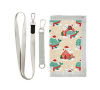 GuoChe Portafogli per ragazzi a tre ante per sport all'aria aperta per bambini portafogli carta d'identità sottile piccolo portamonete Natale balena e casa