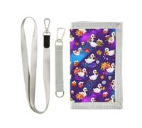 GuoChe Portafogli per ragazzi a tre ante per sport all'aria aperta per bambini portafogli carta d'identità sottile portamonete piccole anatre di Natale con autunno e fiocchi di neve