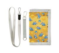 GuoChe Portafogli per ragazzi a tre ante per sport all'aria aperta per bambini portafogli carta d'identità sottile portamonete piccolo portamonete Sunny Blue Elephant