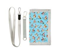 GuoChe Portafogli per ragazzi a tre ante per sport all'aria aperta, portafogli per bambini, carta d'identità, portamonete, piccoli portamonete, uccelli natalizi con note musicali