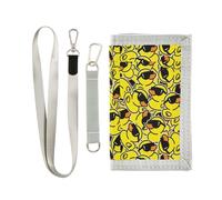 GuoChe Portafogli per ragazzi Trifold per sport all'aria aperta per bambini portafogli carta d'identità sottile portamonete piccole borse in gomma gialla anatre con occhiali da sole modello