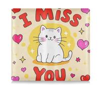 GuoChe Portafoglio in pelle per assicurazione e carta d'identità per uomo e donna, perfetto per auto, per patente di guida, carte e documenti essenziali I Miss You Cartoon Cute White Cat 3