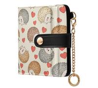 GuoChe Portafoglio pieghevole compatto da donna con riccio e cuore, in pelle sintetica di alta qualità, per donne e ragazze