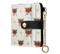 GuoChe Portafoglio pieghevole da donna con fiocchi e campane festivi, comodo portafoglio a due ante in pelle PU per donne ragazzi ragazze