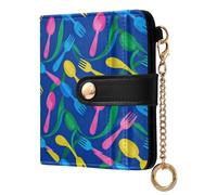 GuoChe Portafoglio pieghevole da donna in pelle PU con motivo utensili multicolore vibrante per donne ragazzi ragazze