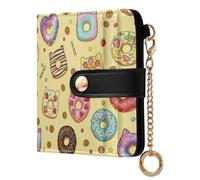 GuoChe Portafoglio pieghevole da donna in tessuto con motivo a ciambella con scomparti per carte di credito unico portafoglio pieghevole in pelle PU per le