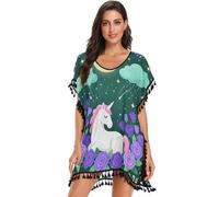 GuoChe Pretty Fantasy Creature & Florals - Copricostume da bagno da donna per costume da bagno, Pretty Fantasy Creatura & Floreali, L