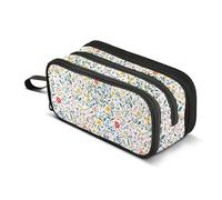GuoChe Primavera Fiori Rustico Bianco Nylon Grande Astuccio Matita Borsa Grande Capacità Astuccio Per Ragazzi Cancelleria Borsa per Ufficio Preppy