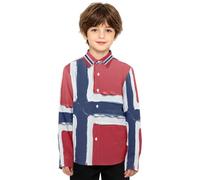 GuoChe Ragazzi Button Down Camicia Manica Lunga Pittura A Olio Bandiera | Taglia 4-12 anni, camicia con colletto, abbottonatura, senza pieghe, tessuto misto, abito primaverile autunnale