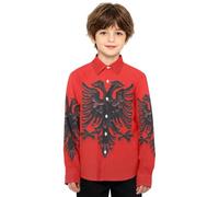 GuoChe Ragazzi Button Down Camicia Manica Lunga Pittura A Olio Bandiera | Taglia 4-12 anni, camicia con colletto, abbottonatura, senza pieghe, tessuto misto, abito primaverile autunnale