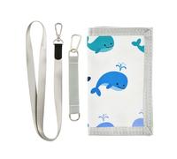 GuoChe Ragazzi Trifold Sport All'aria Aperta Portafoglio per Bambini Portafogli Carta di Credito Carta di Identità Sottile Piccolo Portamonete Color Whale Pattern