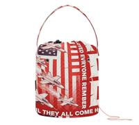 GuoChe Remember Everyone Deployed Red Friday Military Usa Flag Crochet Yarn Bag Organizer con fori Borsa da viaggio per strumenti di lavoro a maglia accessori per uncinetto