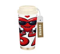 GuoChe San Valentino Cool Heart 67 bicchieri da caffè da viaggio tazze da caffè da viaggio con coperchio in acciaio inox tazza da caffè isolata per bevande calde e fredde 500 ml