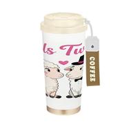GuoChe San Valentino Us Due Pecore Coppia di Bicchieri da viaggio per caffè da donna Tazza da caffè con coperchio in acciaio inossidabile isolato tazza da caffè per caldo e freddo 500 ml