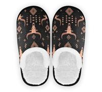 GuoChe Scarpe da casa da donna in pile peloso, antiscivolo, leggere, per interni ed esterni, invernali, camera da letto, M, Rose Gold Line Art, motivi tribali africani, e, Medium