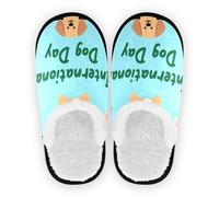 GuoChe Scarpe da casa da donna in pile peloso antiscivolo pantofole da viaggio per interni ed esterni invernali camera da letto M, Giornata Internazionale, Medium