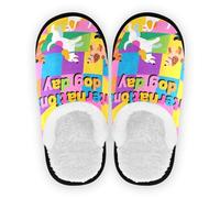 GuoChe Scarpe da casa per uomo donna in pile corallo antiscivolo comode pantofole portatili camera da letto casa ufficio viaggi yoga M, Cartone animato Happy Dogs Part, Large