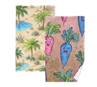 GuoChe Set di due asciugamani in cotone mimetico con albero di salice, stile vintage, per uso quotidiano, per case ecologiche, 40,6 x 71,1 cm