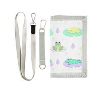 GuoChe Set di simpatici modelli di rana portafoglio a tre ante clip per soldi per gli uomini per viaggio in nylon robusto portafoglio fermasoldi per gli uomini con cordino