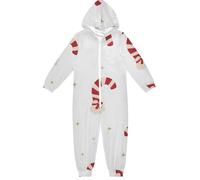GuoChe Set pigiama per bambini in pile con cerniera e cappuccio, abbigliamento per la casa 5-14T con bastoncini di zucchero natalizi, Colorato, 4 anni