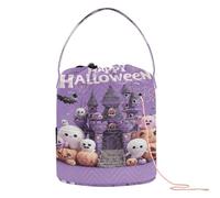 GuoChe Simpatica borsa per filato con scena di castello di Halloween, borsa per progetti all'uncinetto con fori per riporre gli aghi per uncinetto da viaggio