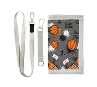 GuoChe Slam Dunk Basketball Pattern Trifold Card Portafogli per Uomo per Donna Portafogli di Carta Casual Semplice per Uomo con Cordino