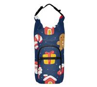 GuoChe Sling con portabottiglie di Natale Babbo Natale omino di pan di zenzero blu scuro elegante porta bottiglia d'acqua isolato, adatto per bottiglie da 567 g, 680,4 g, 907,2 g, 1,134 g