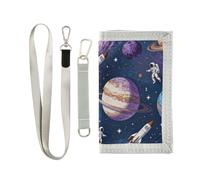 GuoChe Space Adventure con razzi e astronauti modello Trifold Mens Wallet per le donne minimalista casual mens portafoglio con