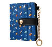 GuoChe Space Rocketing and Planet - Portafoglio pieghevole da donna, in pelle PU, con scomparti per carte di credito, per donne e ragazze
