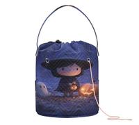 GuoChe Strega con lanterna & Crochet Tote Bag Knitting Bag Yarn Storage Tote con fori Borsa per filati Tote per viaggio Crochet Crochet Accessori