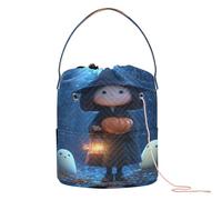GuoChe Strega con zucca e fantasmi sacchetto di immagazzinaggio del filato sacchetto portatile del mestiere per uncinetto uncinetto accessori