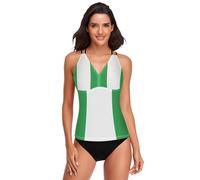 GuoChe Tankini da donna, ad asciugatura rapida, controllo della pancia, canottiere XS, Bandiera Italia, L