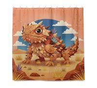 GuoChe Tenda da doccia lavabile in tessuto di poliestere tenda per bagno decorazione bagno 183 x 182 cm, diavolo spinoso rosso deserto collage