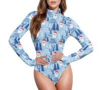 GuoChe Top corsetto a collo alto da donna, slim fit, shapewear top S, Natale Azzurro Rosso Bianco Santa Renna, Large