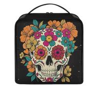 GuoChe Trousse per il trucco Bunter Mexikanischer Totensch?del Muster Blumen