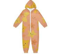 GuoChe Tuta per bambini e ragazze, in flanella, con cerniera, con cappuccio, per la casa, 5-14T, motivo stelle, Colorato, 4 anni
