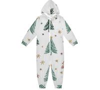 GuoChe Tuta per bambini e ragazze, in peluche, con cerniera, con cappuccio, per la casa, 5-14T, motivo albero di Natale con stelle, Colorato, 7-8 anni