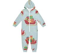 GuoChe Tuta unisex per bambini, in pile, con cerniera, con cappuccio, abbigliamento per la casa, slitte 5-14T, Colorato, 4 anni