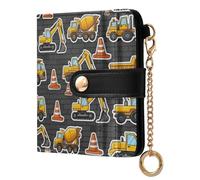 GuoChe Veicoli da costruzione e coni stradali modello portafoglio pieghevole compatto da donna elegante portafoglio in pelle PU per tutti i giorni per donna ragazza