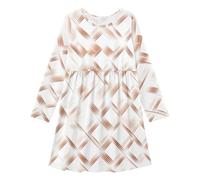 GuoChe Vestiti da bambina a maniche lunghe per bambini e bambini, autunno inverno, abbigliamento da gioco per la scuola casual per 3-11 anni, Divertente Plaid Check Bianco Oro Rosa 1, 3 anni