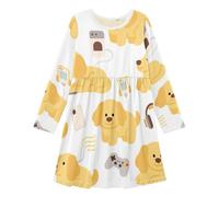 GuoChe Vestiti da bambina con maniche morbide autunnali, per la scuola, casual, per tutti i giorni, per 3-11 anni, Variazione del modello Golden Retriever, 4 anni