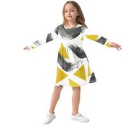 GuoChe Vestiti per bambine a maniche lunghe morbidi autunnali abbigliamento da gioco per la scuola casual per 3-11 anni, Giallo Nero Forme Modello Pennello, 10-11 Anni